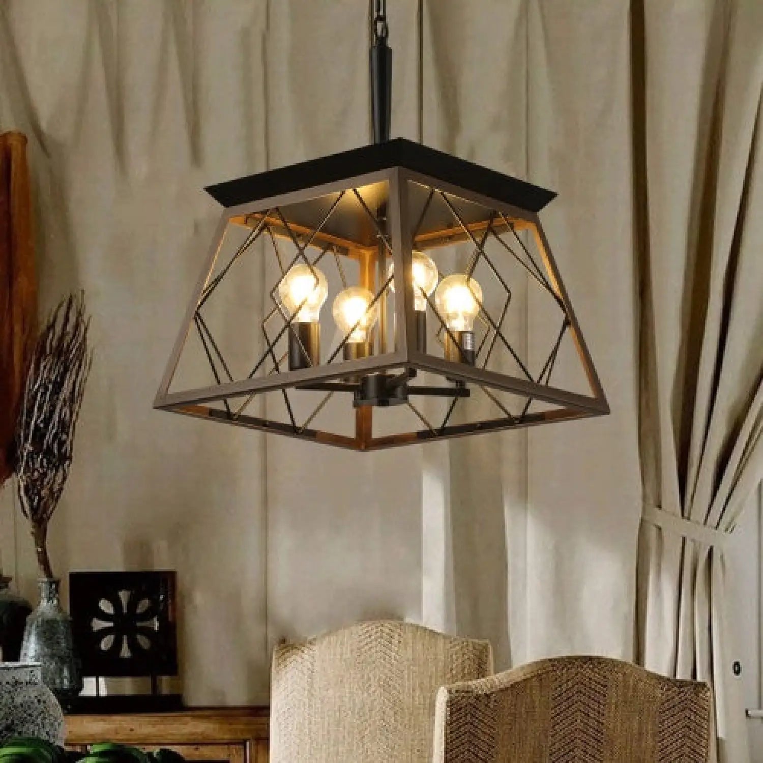 Hanging Lights for Kitchen Island in Rustic Iron Finish - Black - Hanging Light