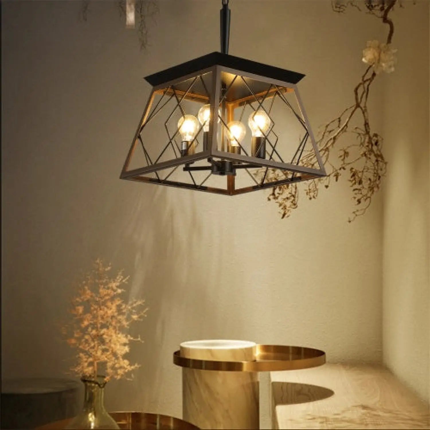 Hanging Lights for Kitchen Island in Rustic Iron Finish - Black - Hanging Light