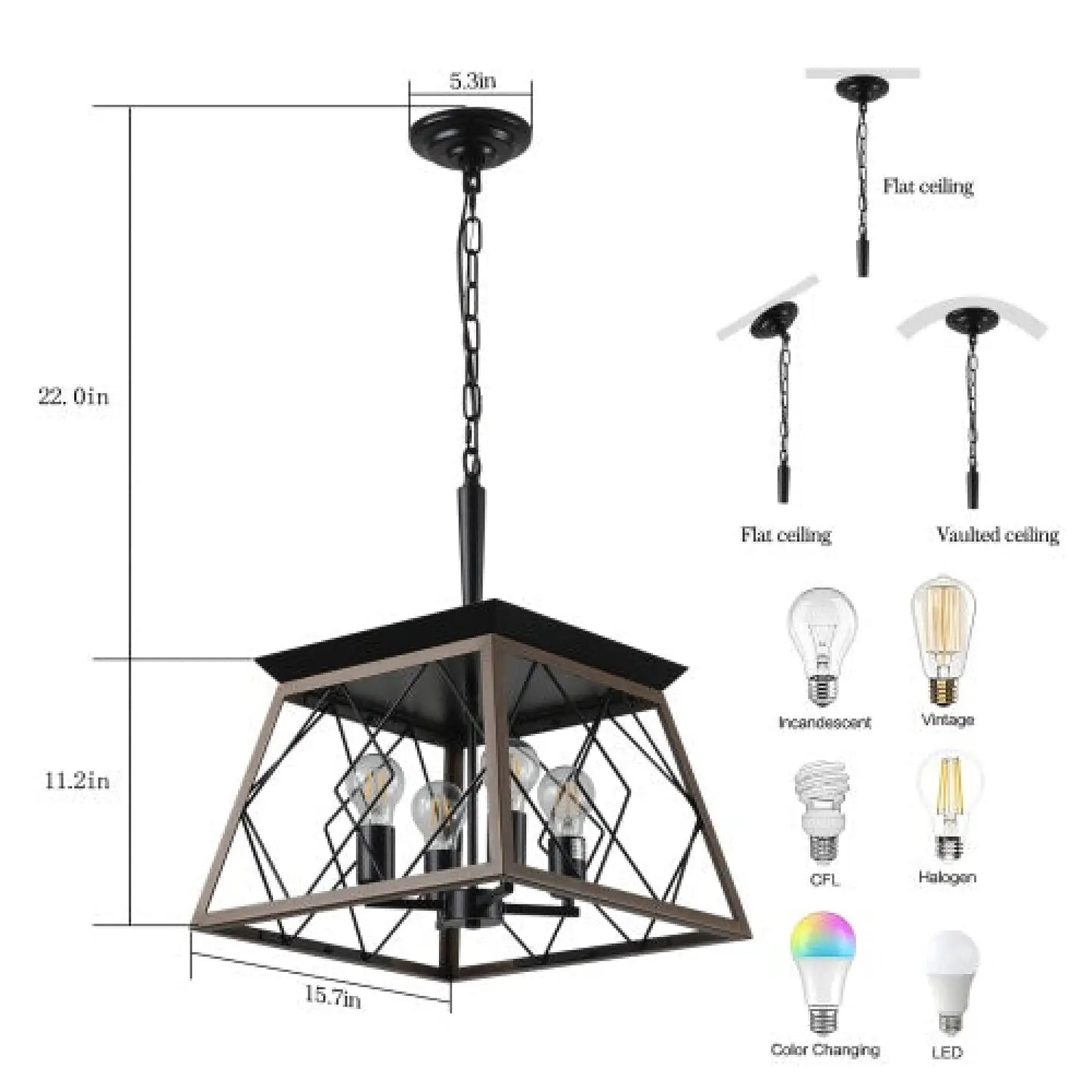 Hanging Lights for Kitchen Island in Rustic Iron Finish - Black - Hanging Light