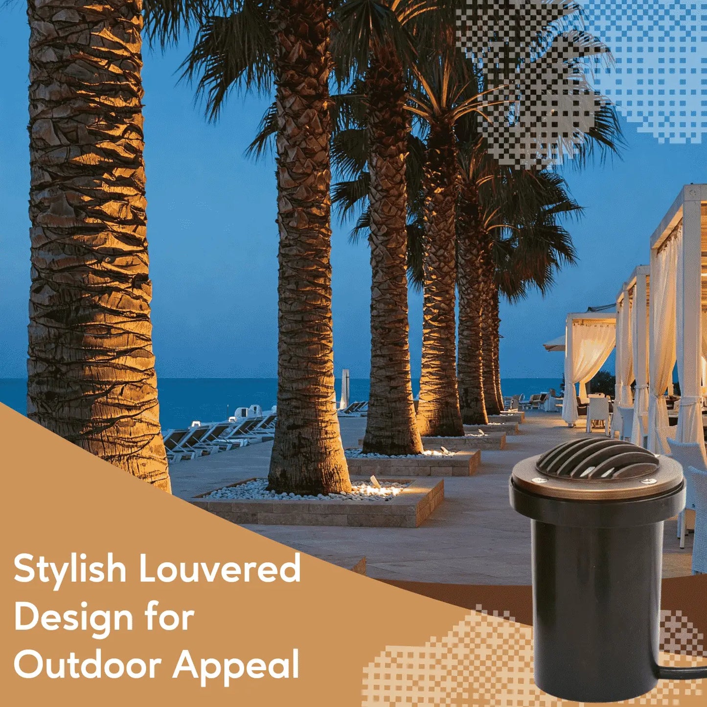 In-Ground Well Modern Light Fixtures with Solid Brass Cover (Louvered) - Louvered - Well Light