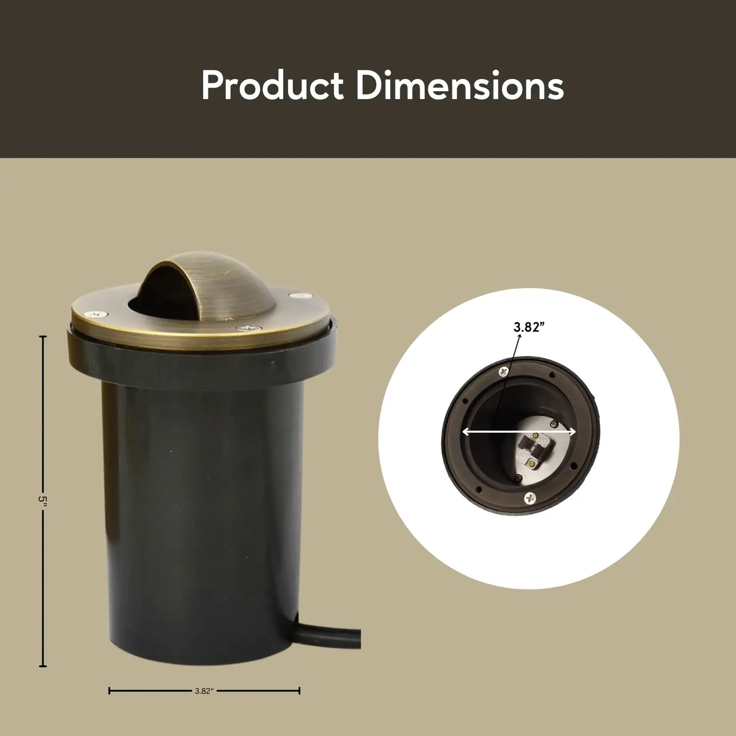 In-Ground Well Modern Lighting Fixtures with Brass Cover (Half Moon) - Half Moon - Well Light