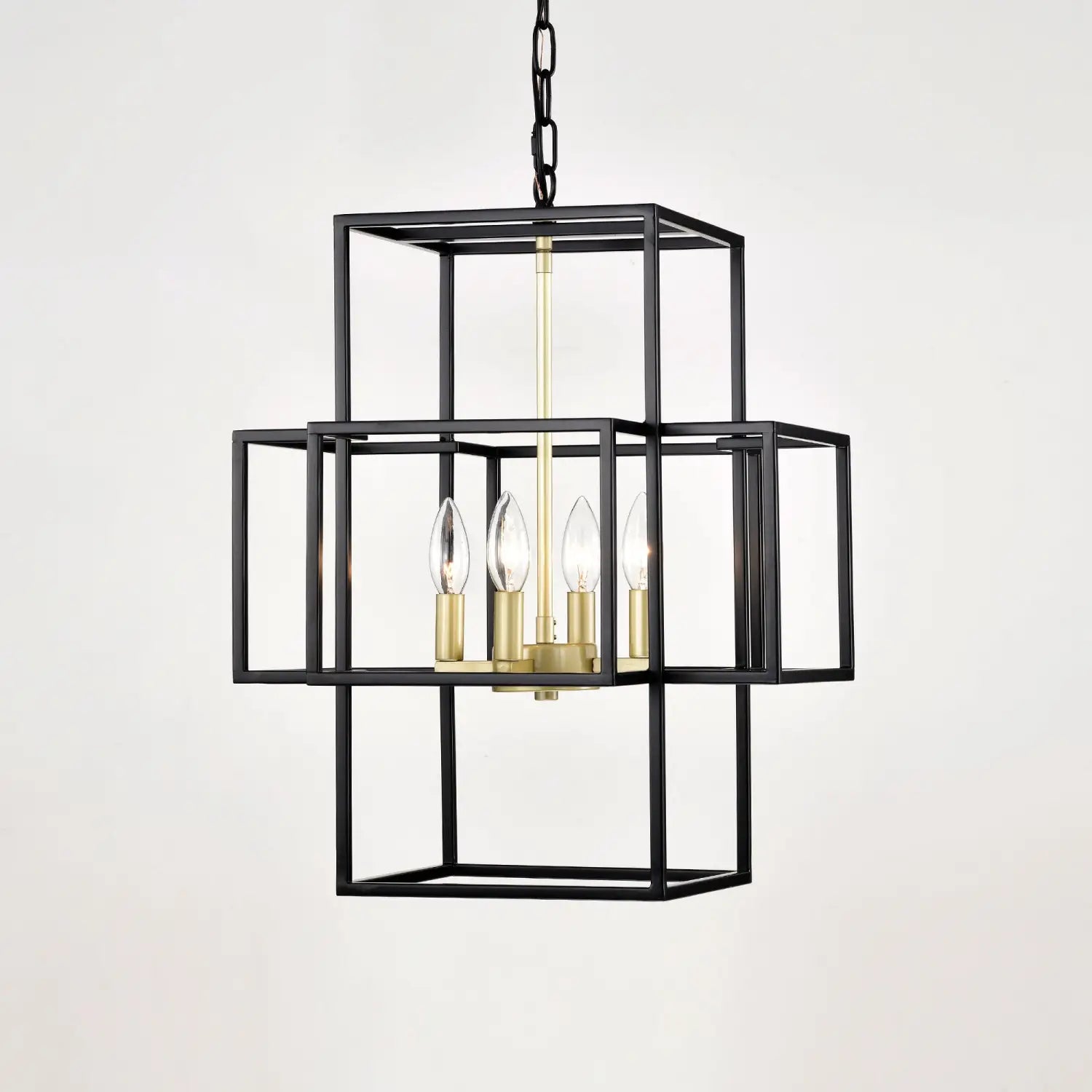 4 Light Metal Lantern Tiered Pendant Hanging Light Fixtures Industrial Farmhouse Adjustable Height Chandeliers