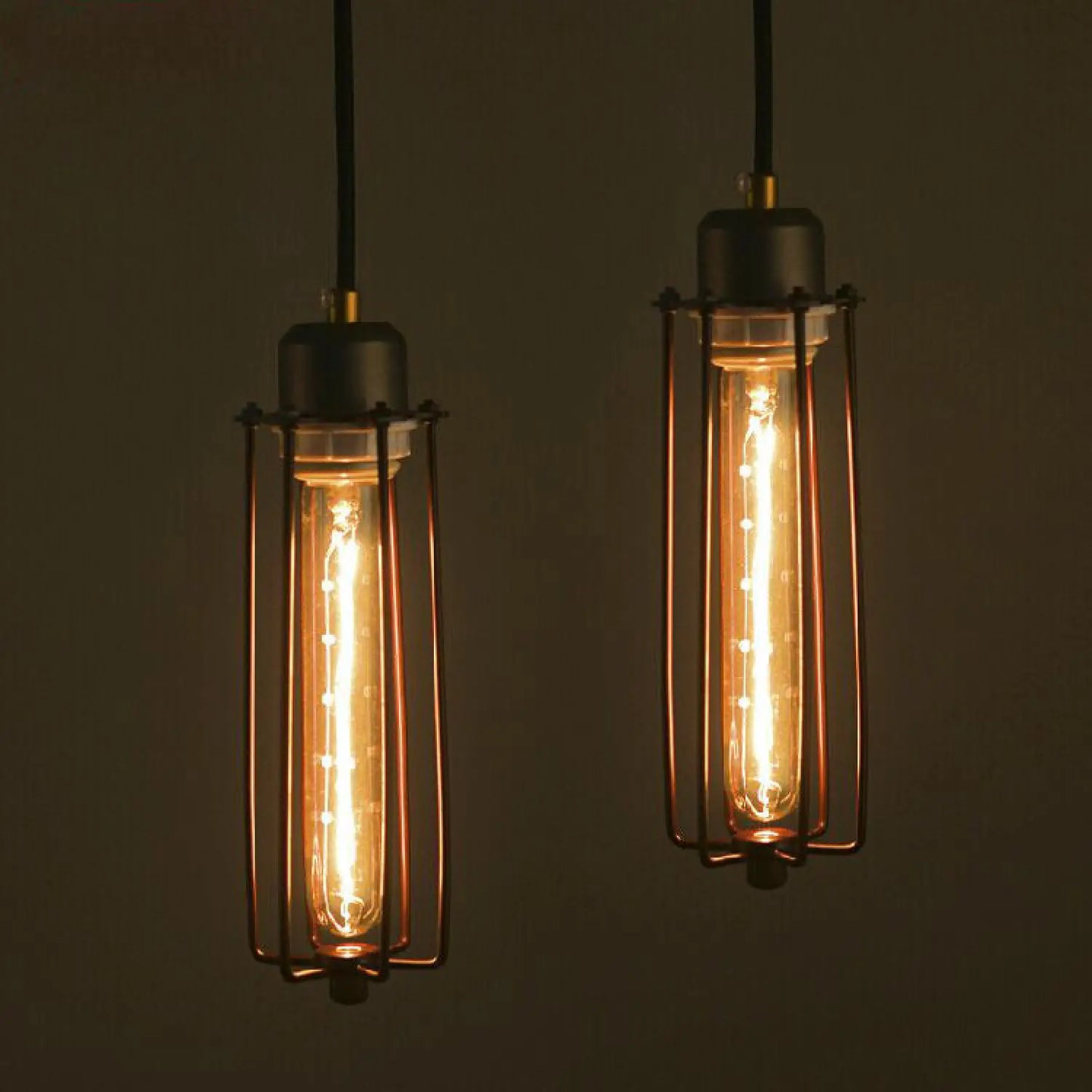 Iron chandelier with metal cage design for modern spaces - 12V Hanging Light
