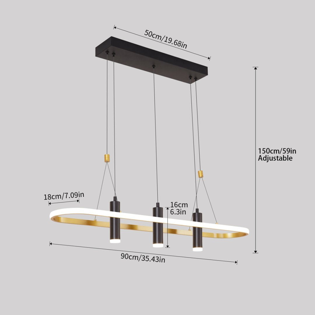 Javeriah 4 Light Black Gold Dimmable LED Pendant Light No Bulb Black Gold 12V Hanging Light