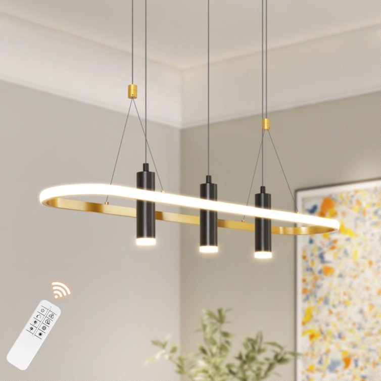 Javeriah 4 Light Black Gold Dimmable LED Pendant Light No Bulb Black Gold 12V Hanging Light