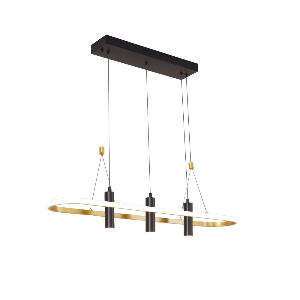 Javeriah 4 Light Black Gold Dimmable LED Pendant Light No Bulb Black Gold 12V Hanging Light