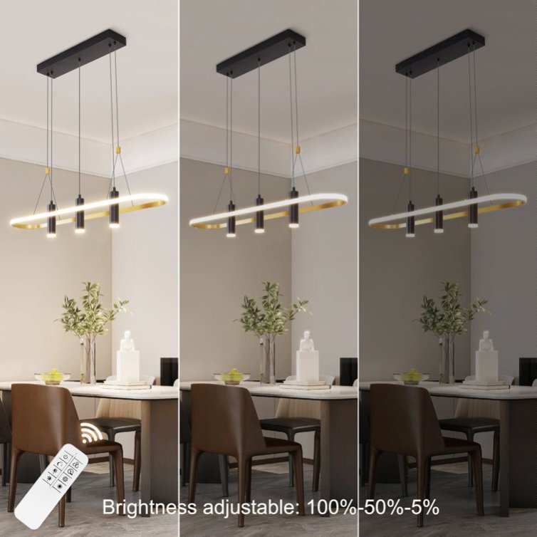 Javeriah 4 Light Black Gold Dimmable LED Pendant Light No Bulb Black Gold 12V Hanging Light