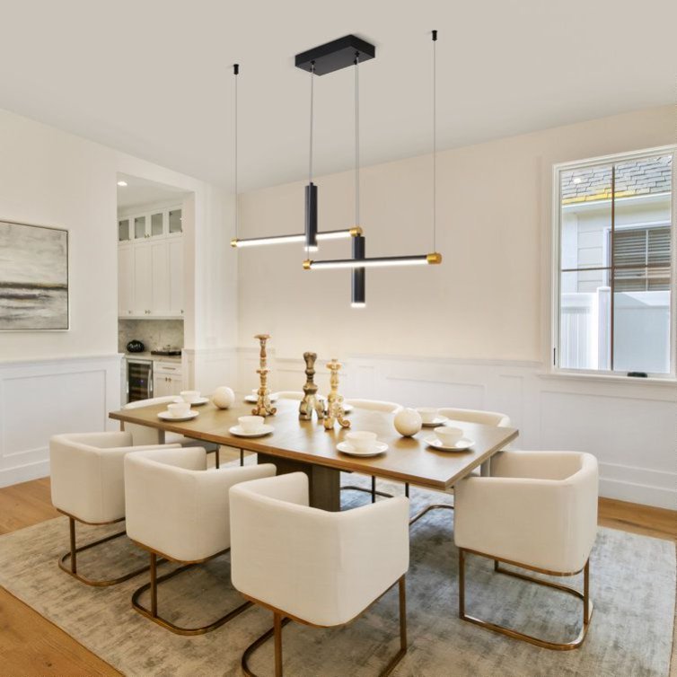 Javeriah 4 - Light Dimmable Kitchen Island Linear LED Pendant No Bulb - Black Gold - 12V Hanging Light