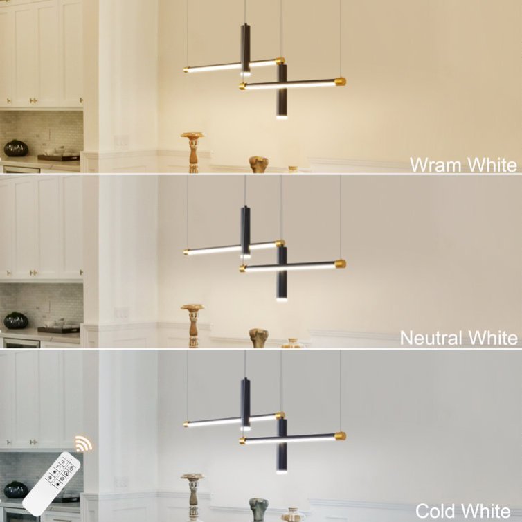 Javeriah 4 - Light Dimmable Kitchen Island Linear LED Pendant No Bulb - Black Gold - 12V Hanging Light