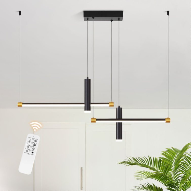 Javeriah 4 - Light Dimmable Kitchen Island Linear LED Pendant No Bulb - Black Gold - 12V Hanging Light