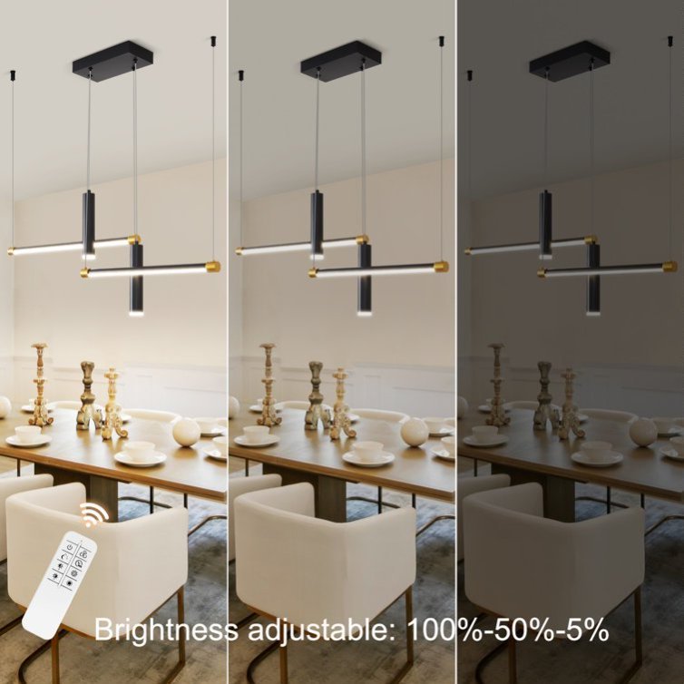 Javeriah 4 - Light Dimmable Kitchen Island Linear LED Pendant No Bulb - Black Gold - 12V Hanging Light