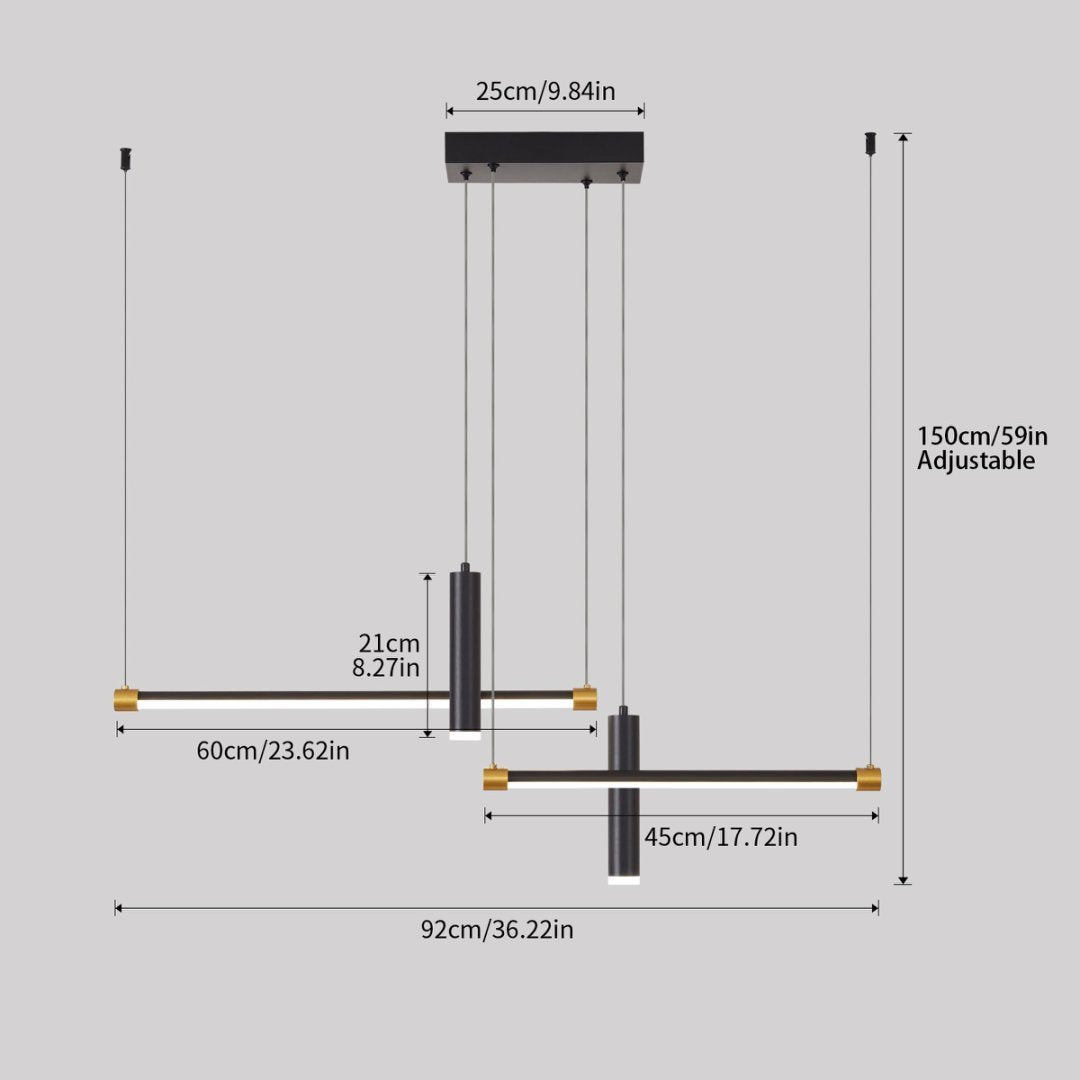 Javeriah 4 - Light Dimmable Kitchen Island Linear LED Pendant No Bulb - Black Gold - 12V Hanging Light