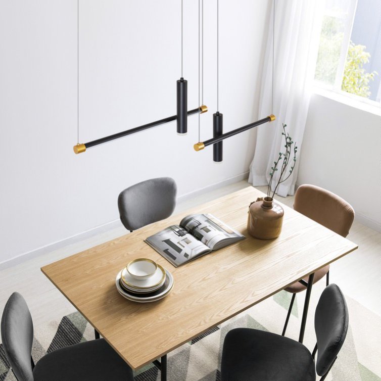 Javeriah 4 - Light Dimmable Kitchen Island Linear LED Pendant No Bulb - Black Gold - 12V Hanging Light