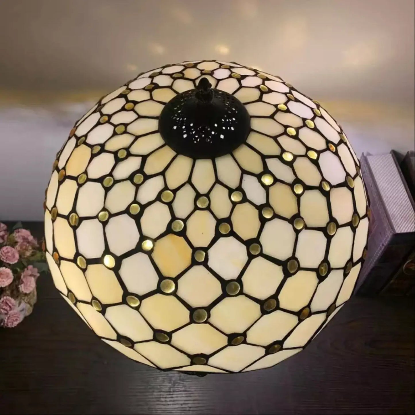 Jewel Tiffany Glass Tabletop Lamp - No Bulb - Table Lamp