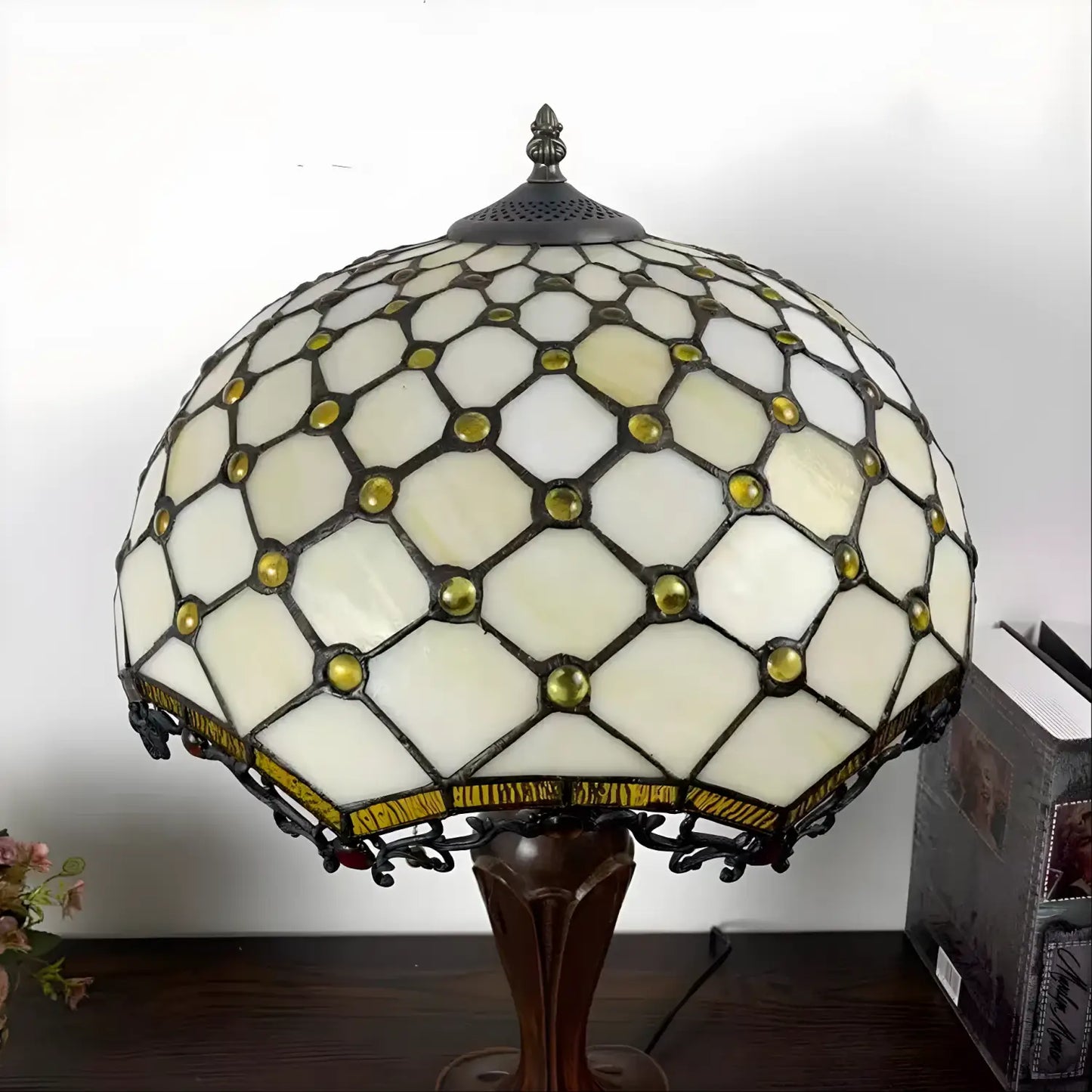 Jewel Tiffany Glass Tabletop Lamp - No Bulb - Table Lamp