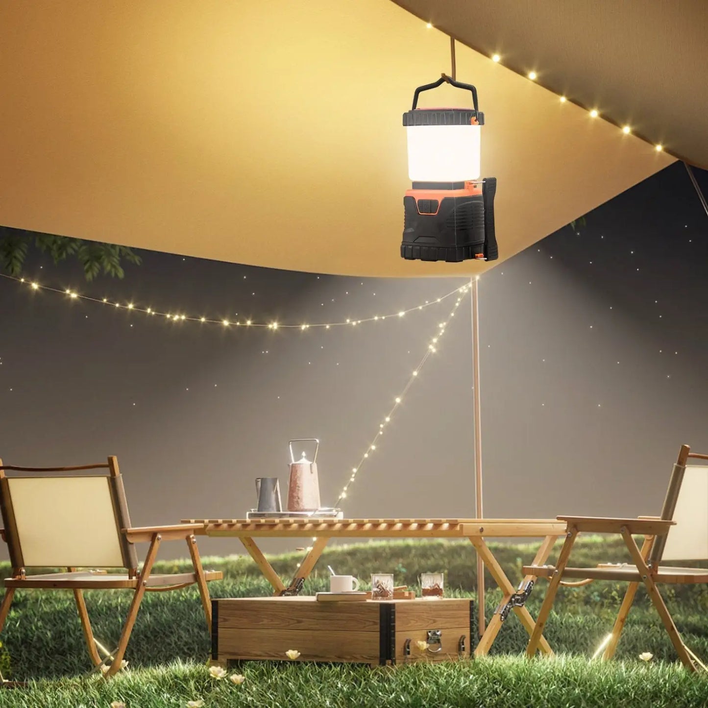Lantern Light 1000 Lumen LED Rechargeable with Power Bank 4400mAh - Black - 12V Hanging Light