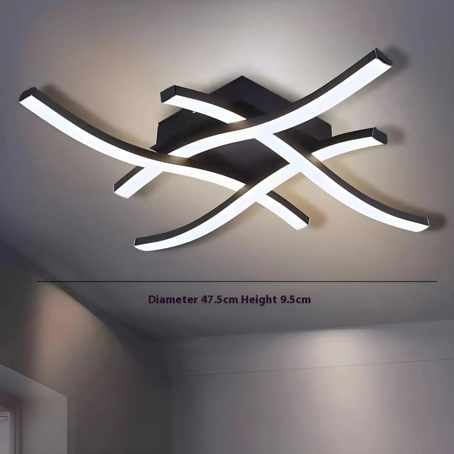 LED Ceiling Light Modern Wave Lamp for Living Room Bedroom & Study - Four Black / Tricolor Light - Ceiling Light