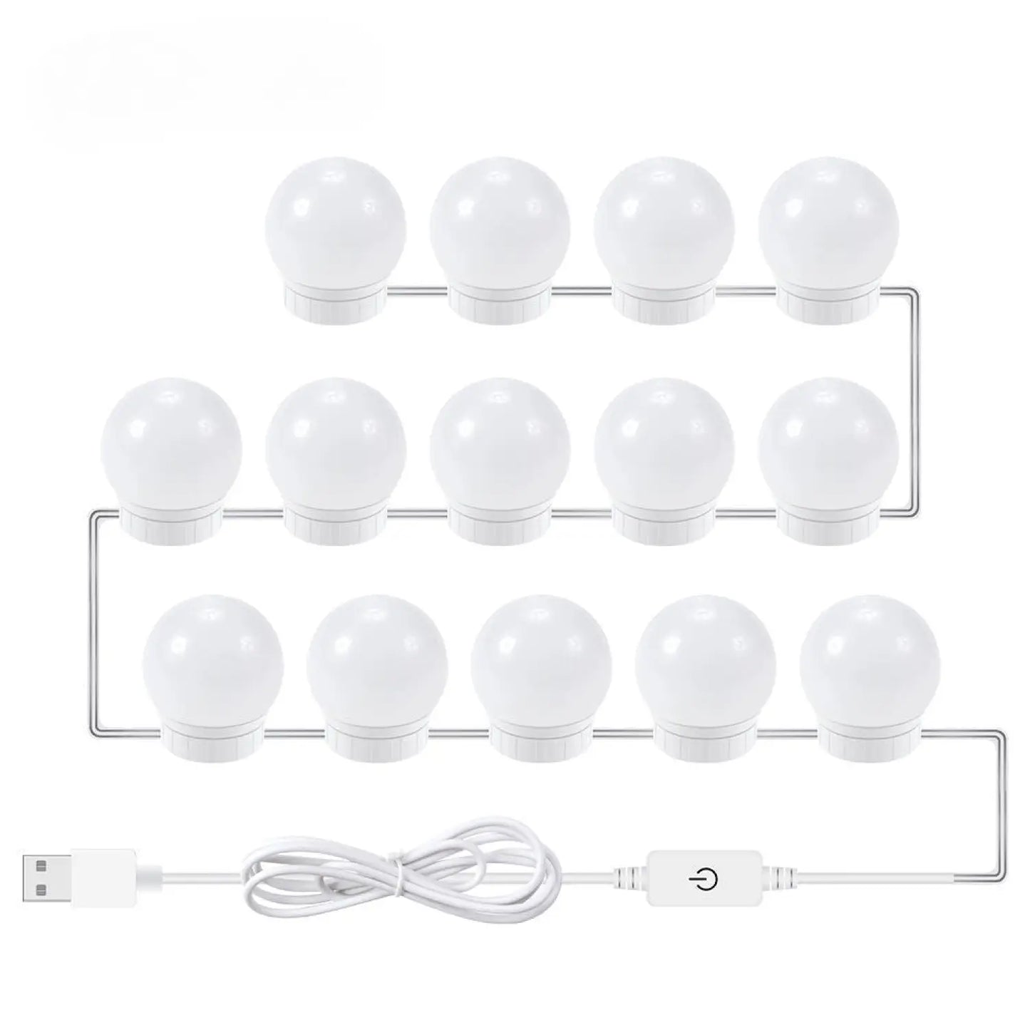 USB Touch Switch LED Mirror Light Bulb White 14 Lights / USB 12V Hanging Light