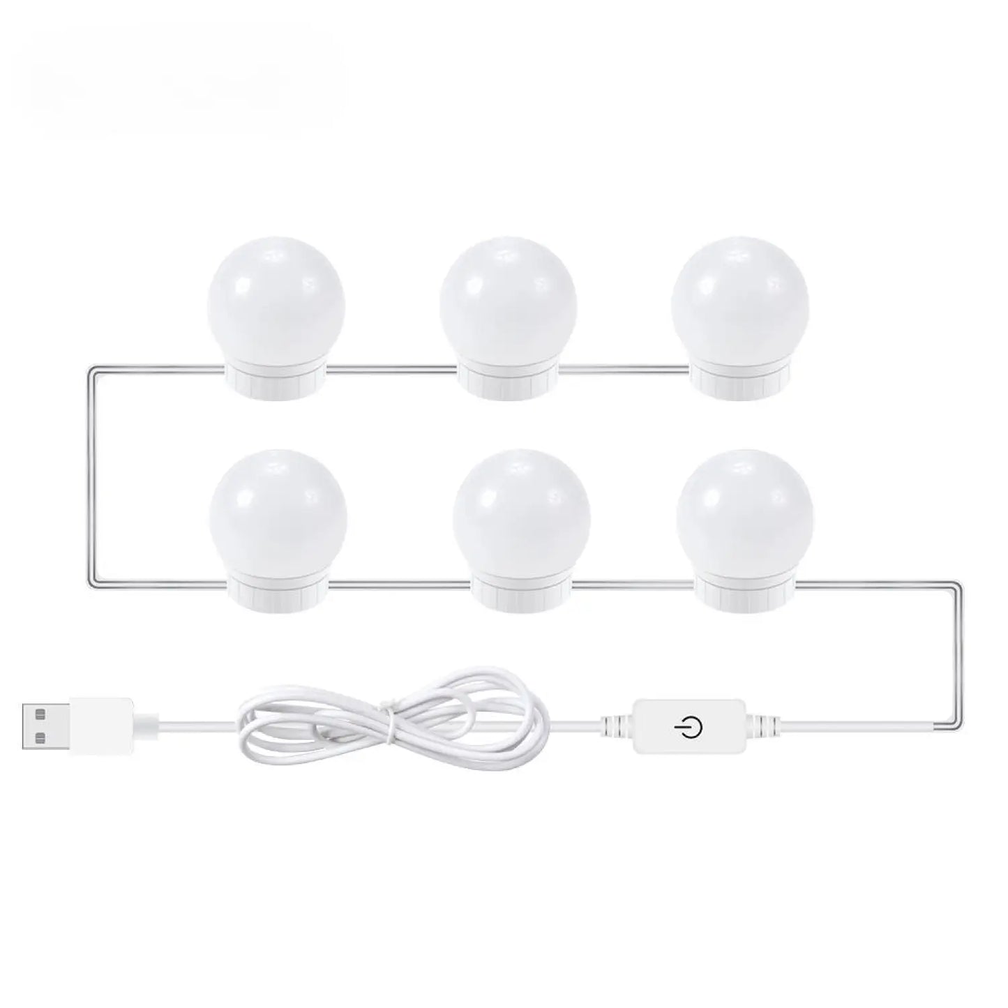 USB Touch Switch LED Mirror Light Bulb White 6 Lights / USB 12V Hanging Light