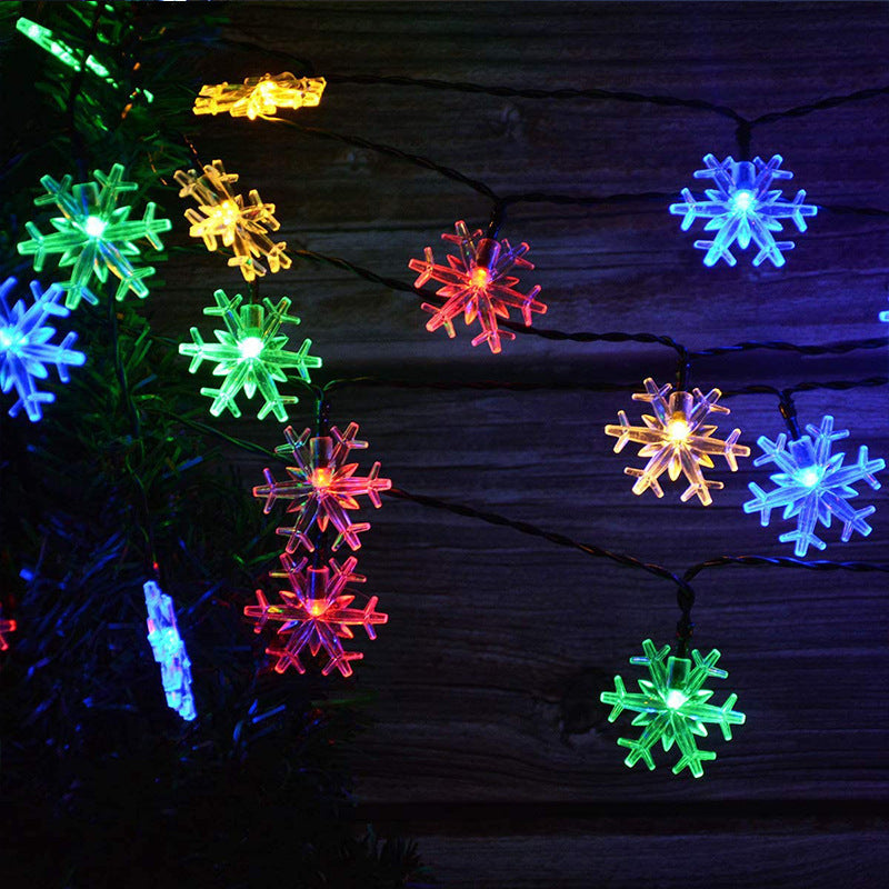 LED Solar Snowflake Light String Garden Christmas Tree Decoration - 12V Hanging Light