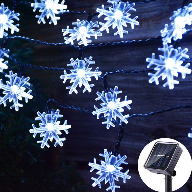 LED Solar Snowflake Light String Garden Christmas Tree Decoration - White snowflakes / 12meters 100lights with eigh