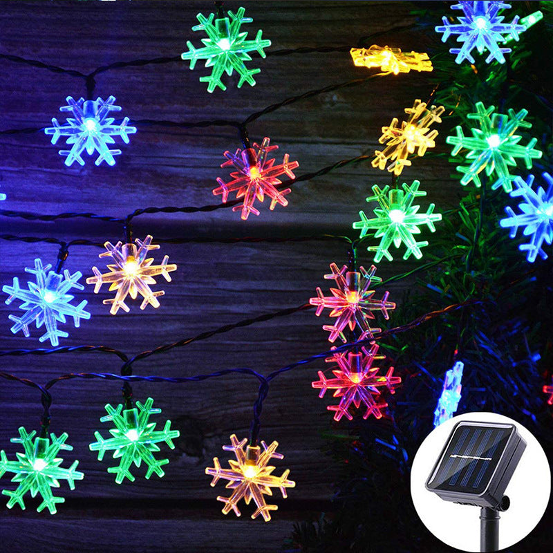 LED Solar Snowflake Light String Garden Christmas Tree Decoration - Color snowflakes / 12meters 100lights with eigh