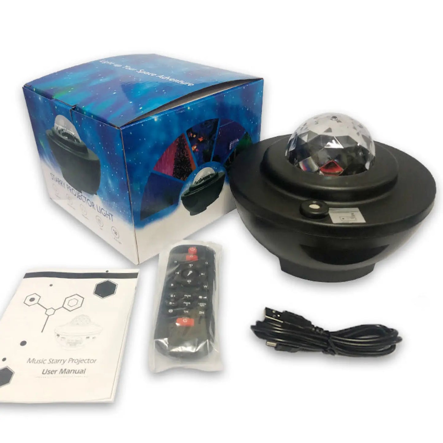 LED Star Projector Night Light with USB Control and Music Player - Black 21 Colors - Table Lamps
