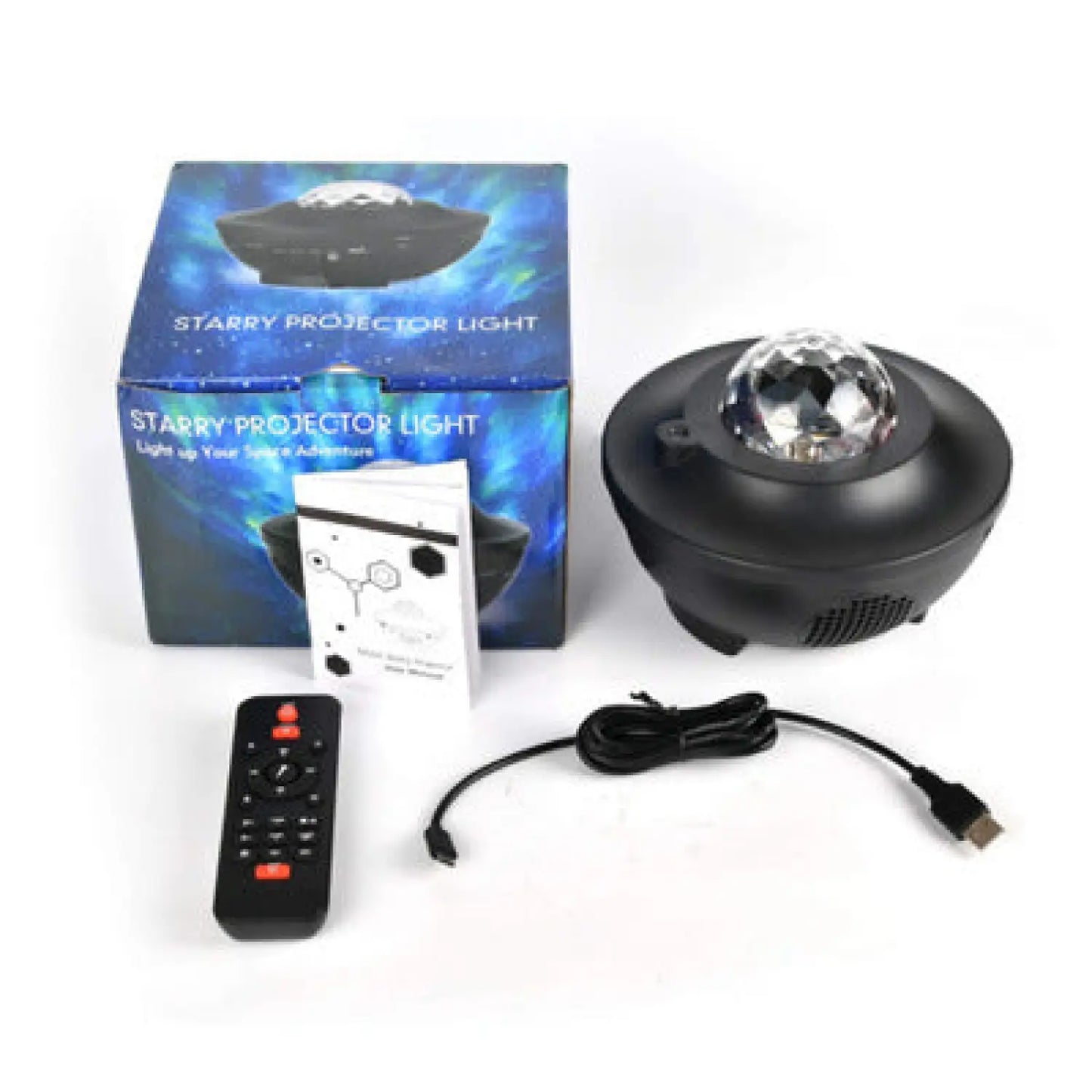 LED Star Projector Night Light with USB Control and Music Player - Black - Table Lamps