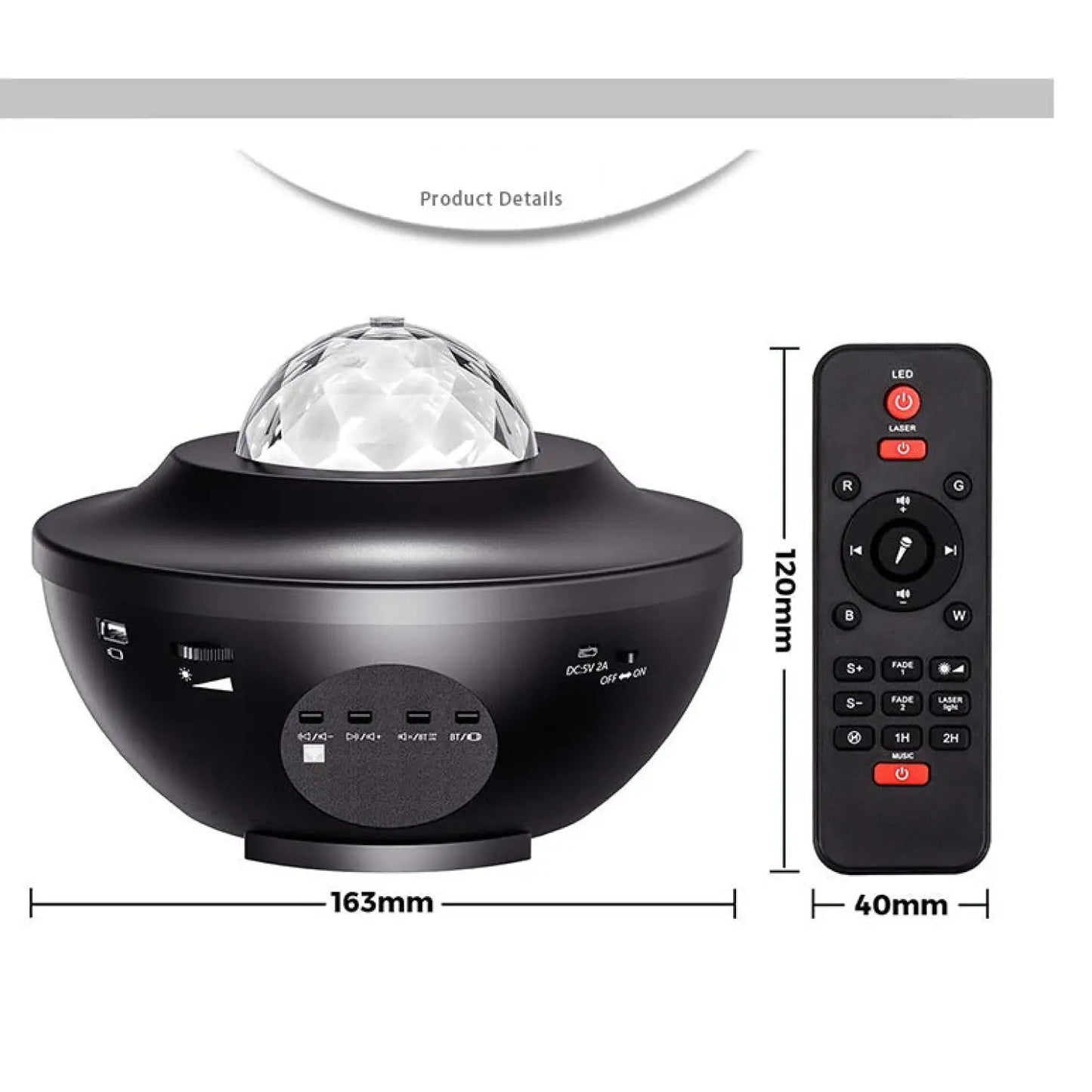 LED Star Projector Night Light with USB Control and Music Player - Table Lamps