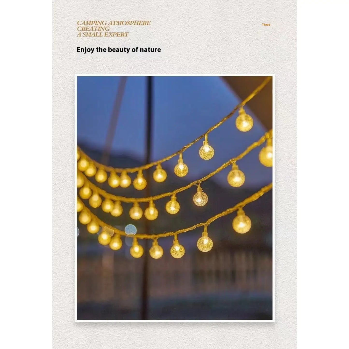 LED String Lights for Outdoor Camping Ambience and Cozy Atmosphere - 12V Hanging Light