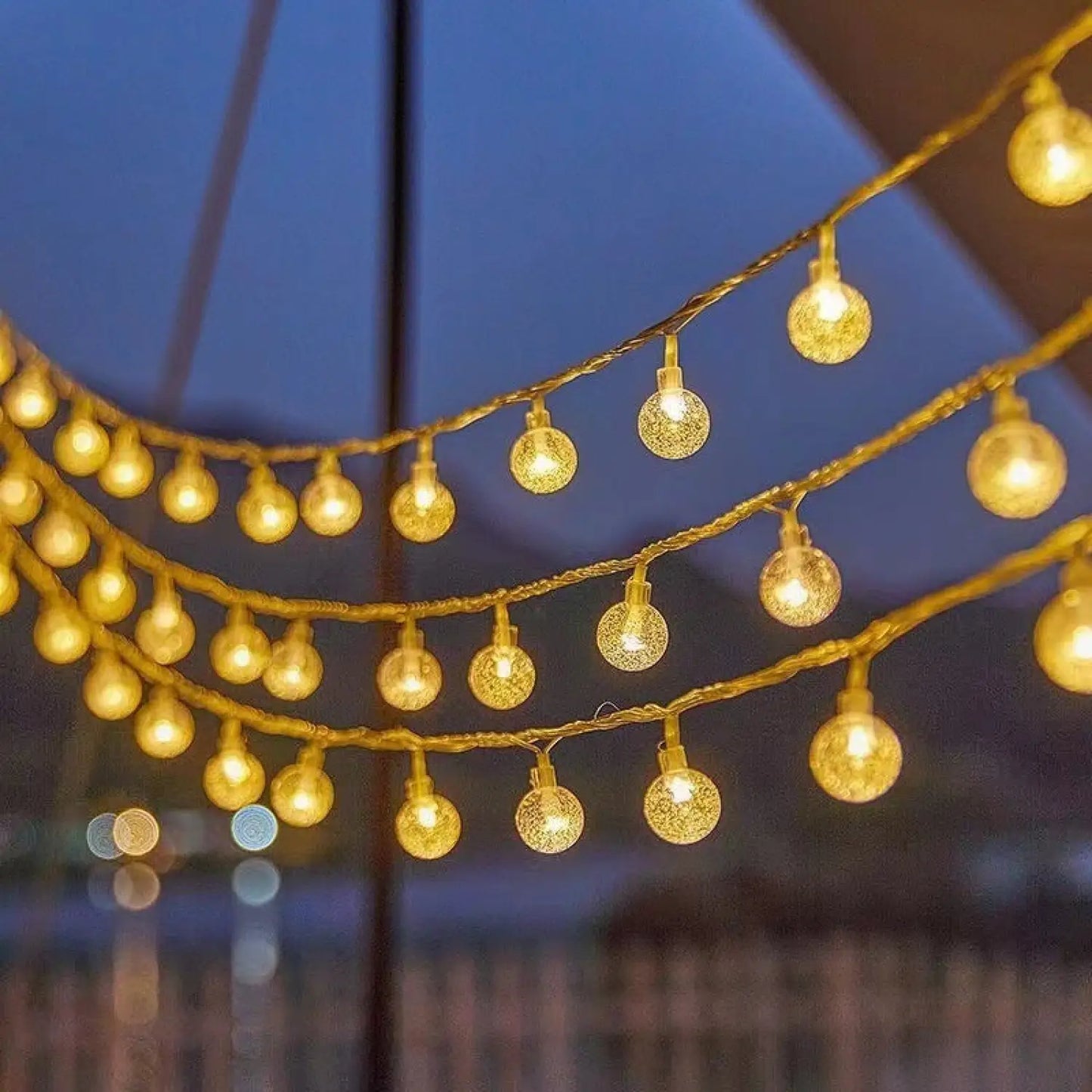 LED String Lights for Outdoor Camping Ambience and Cozy Atmosphere - Bubble Light Warm Color / 1.5m USB - 12V Hanging