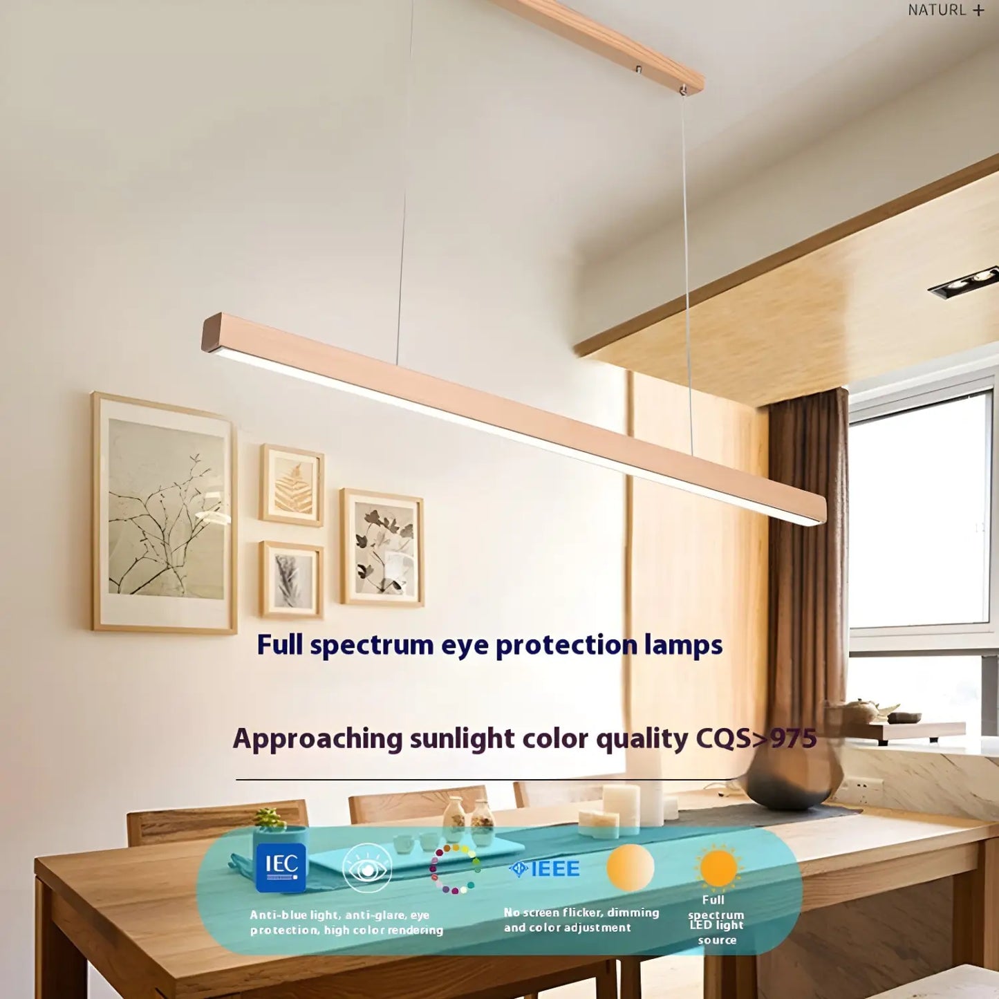 Log Style Solid Wood Chandelier Light – 110V Wide Pressure Strip - Ceiling Light