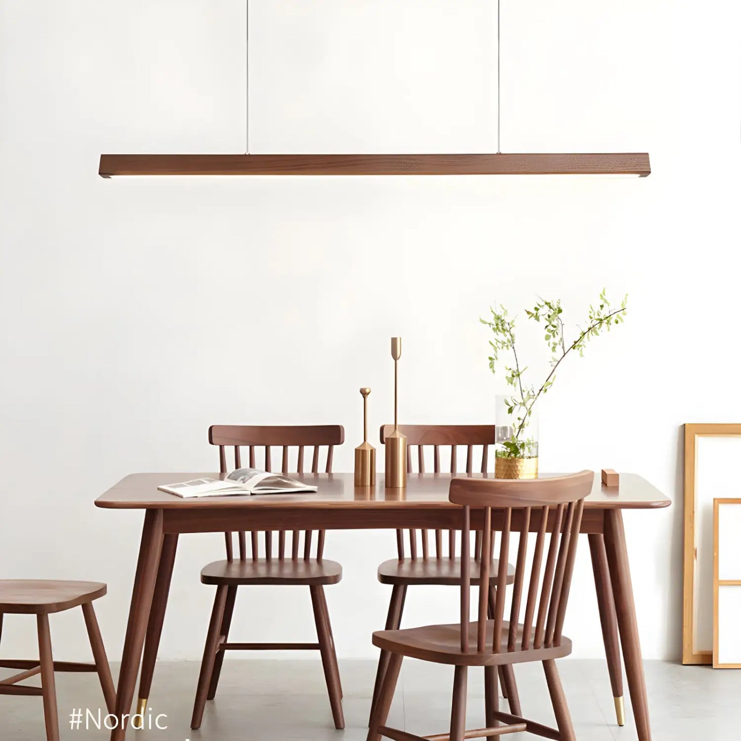 Log Style Solid Wood Chandelier Light – 110V Wide Pressure Strip - Ceiling Light