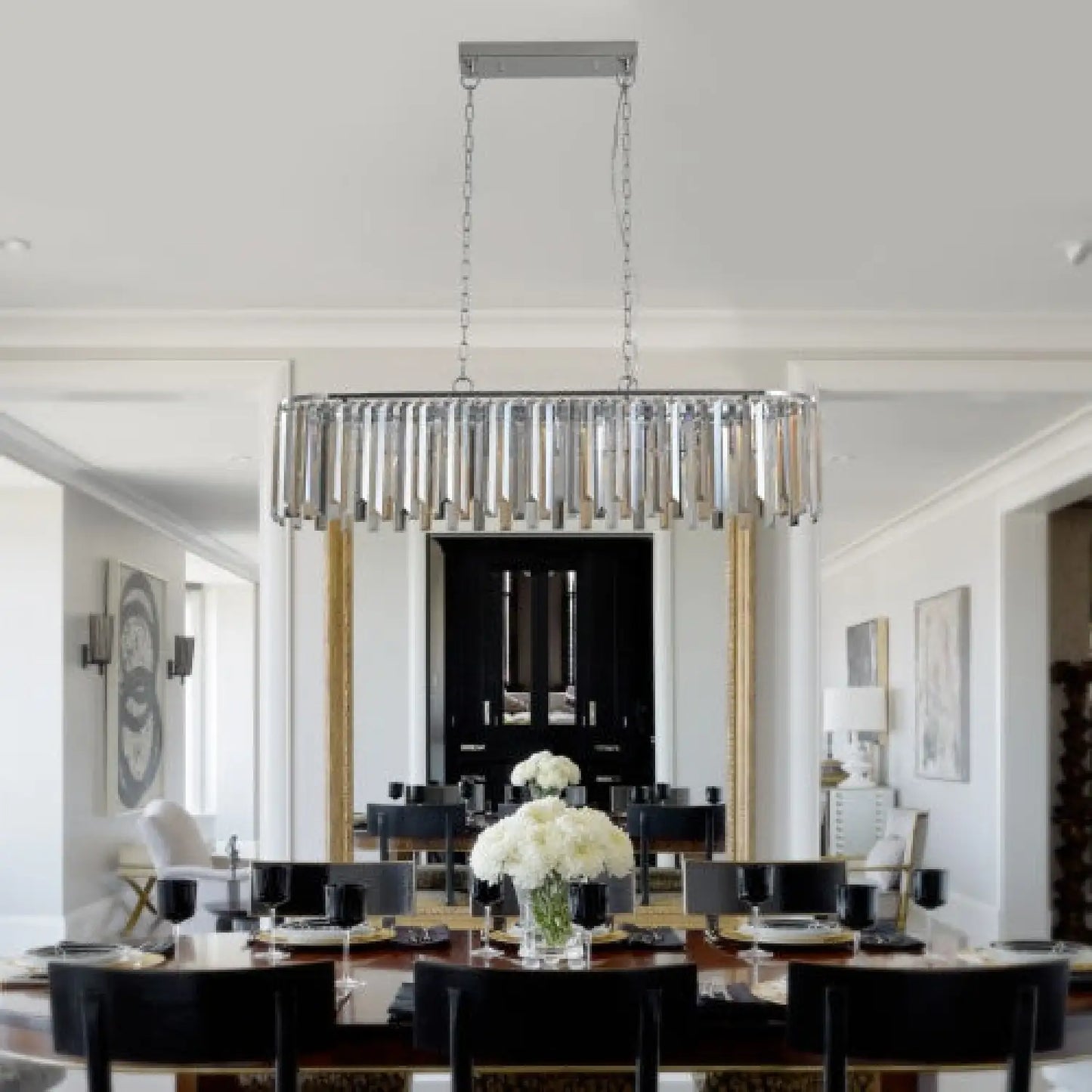 Luxury Oval Size Modern Crystal Chandelier for Home Decor - Transparent - Hanging Light