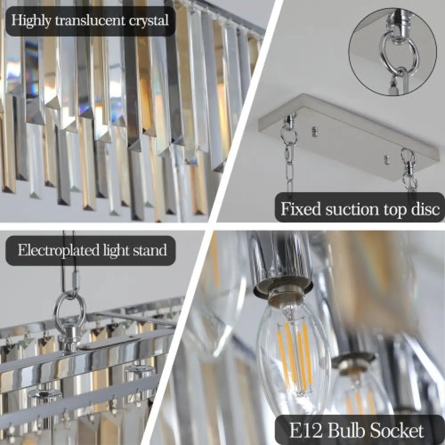 Luxury Oval Size Modern Crystal Chandelier for Home Decor - Transparent - Hanging Light