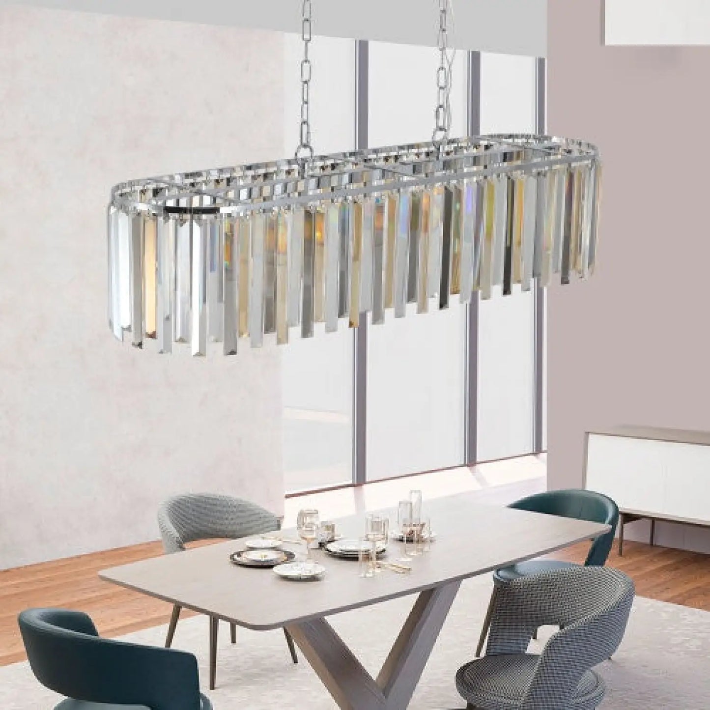 Luxury Oval Size Modern Crystal Chandelier for Home Decor - Transparent - Hanging Light