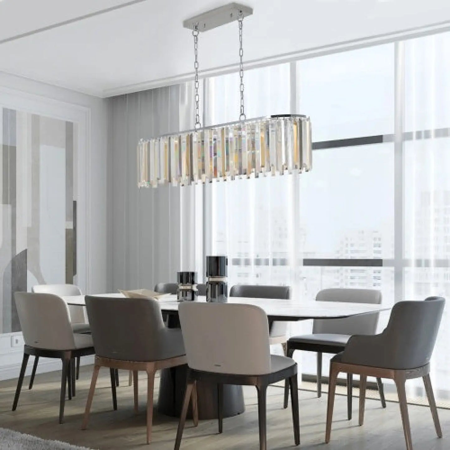 Luxury Oval Size Modern Crystal Chandelier for Home Decor - Transparent - Hanging Light