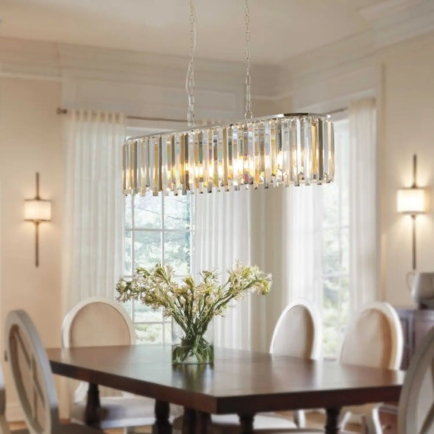 Luxury Oval Size Modern Crystal Chandelier for Home Decor - Transparent - Hanging Light