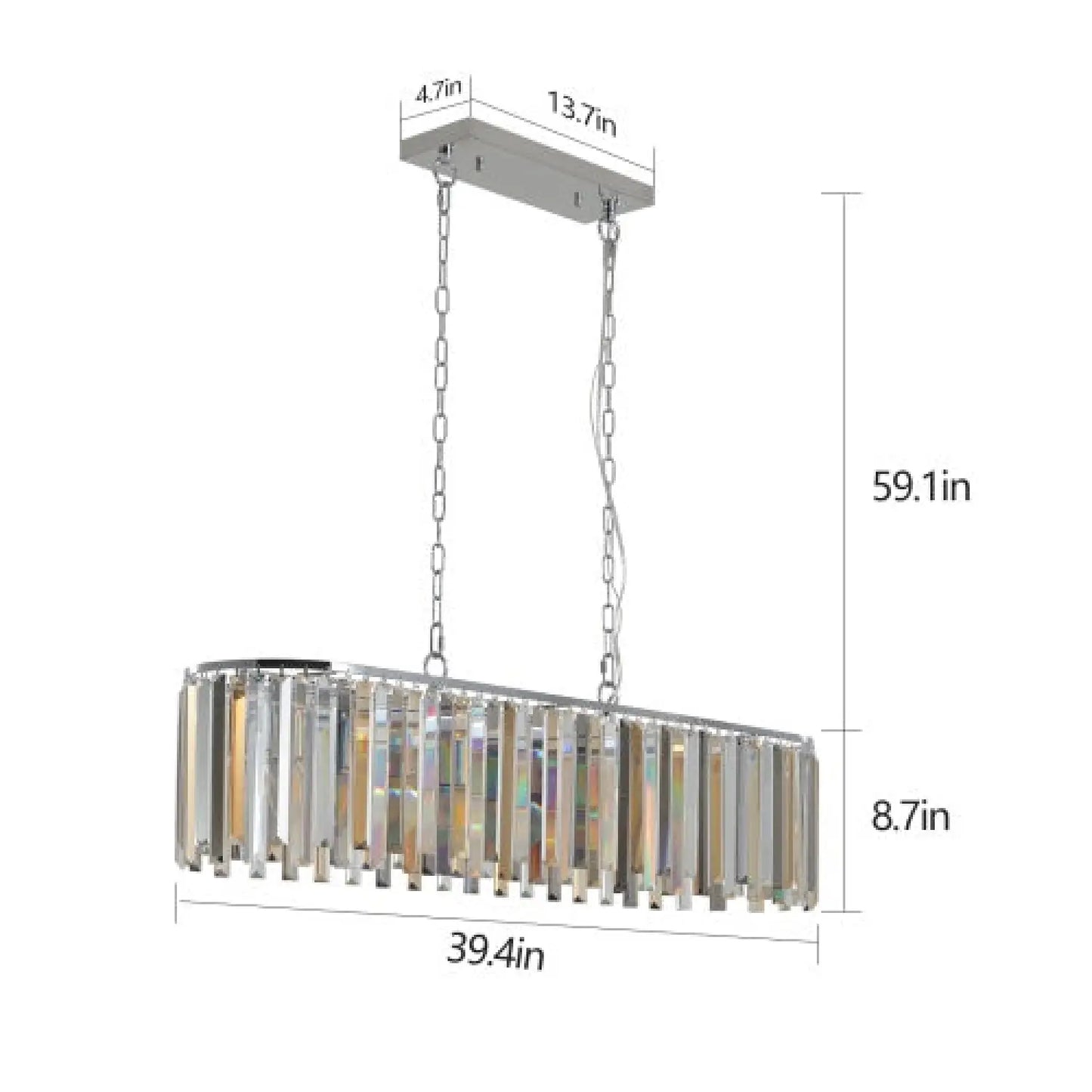 Luxury Oval Size Modern Crystal Chandelier for Home Decor - Transparent - Hanging Light