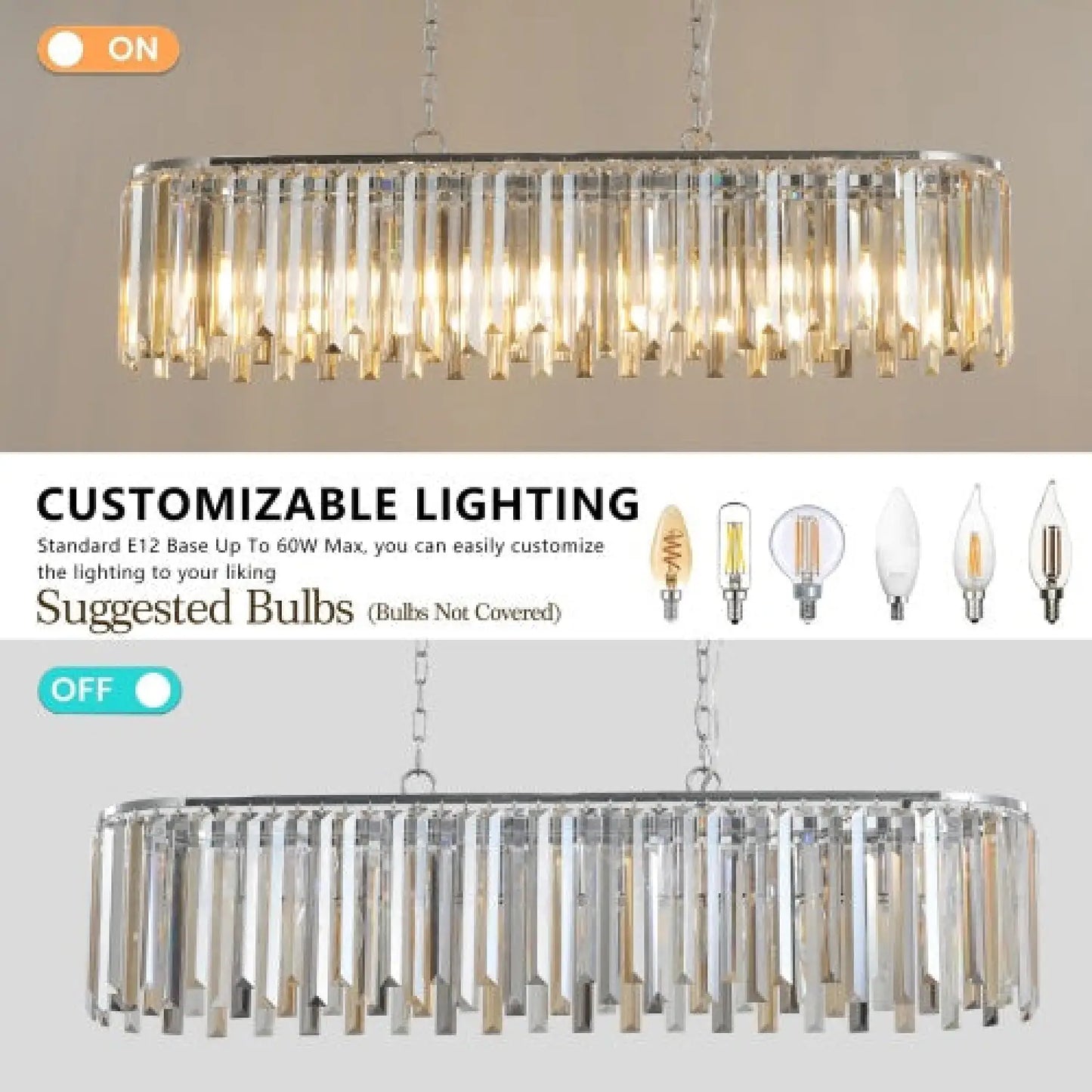 Luxury Oval Size Modern Crystal Chandelier for Home Decor - Transparent - Hanging Light