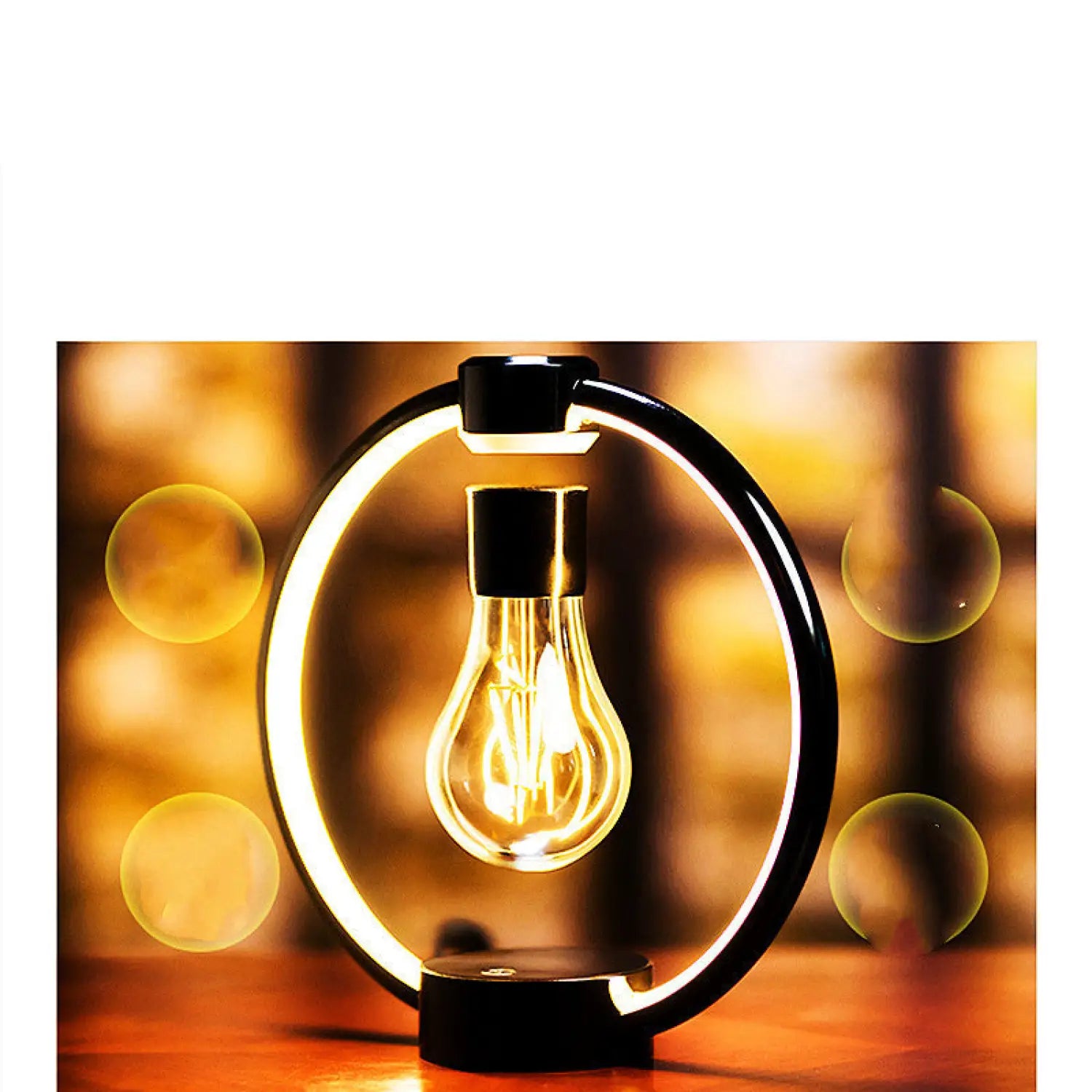 Magnetic Levitation Bedside Lamp – Retro Floating LED Night Light - Black lamp head / 3W / US - Table Lamp