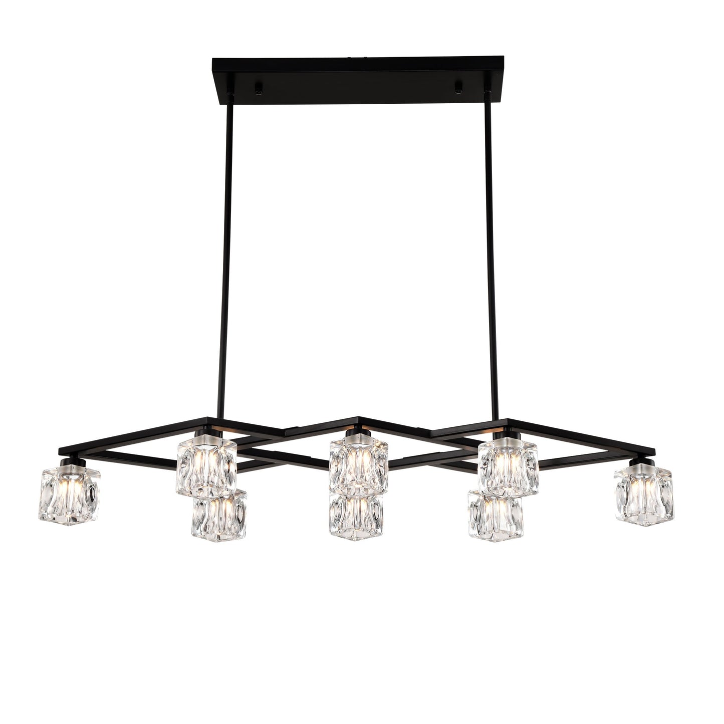 Matte Black Crystal Chandelier For Dining Room 8 Light Kitchen Chandelier Light Fixture Modern Metal Industrial