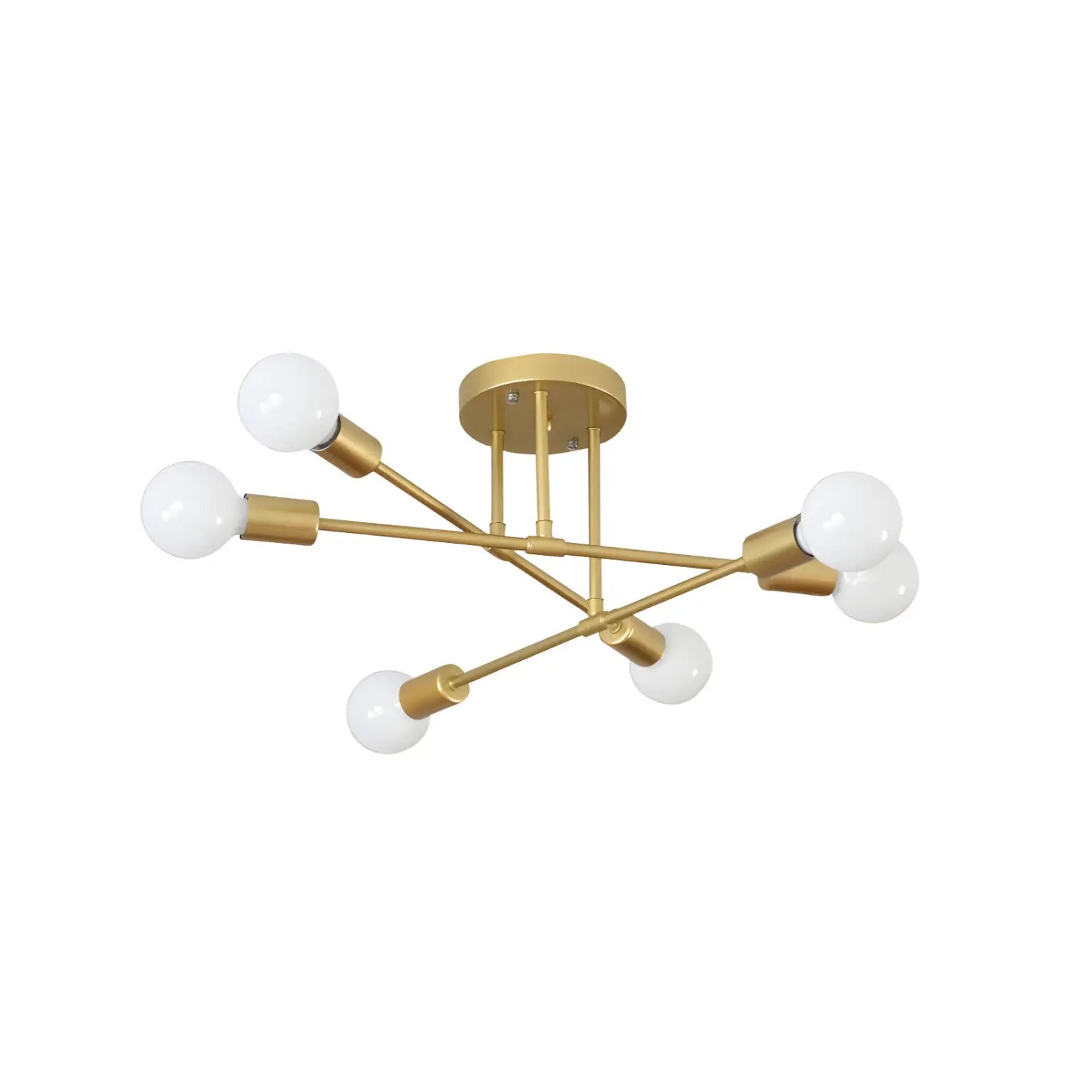 Modern 6 Head LED Chandelier with Black White and Gold Finish - Ceiling Light