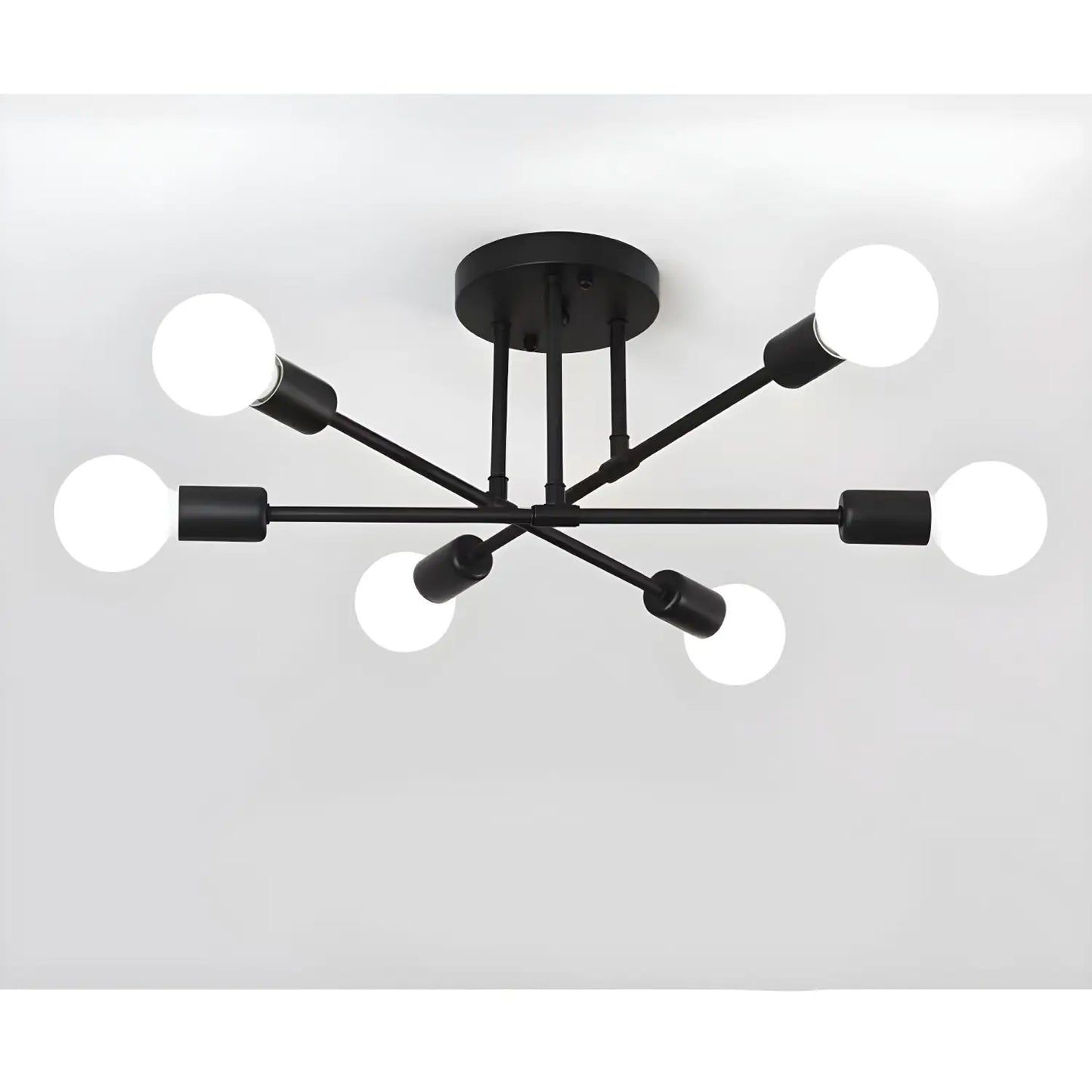 Modern 6 Head LED Chandelier with Black White and Gold Finish - Black / Warm light with led bulb - Ceiling Light