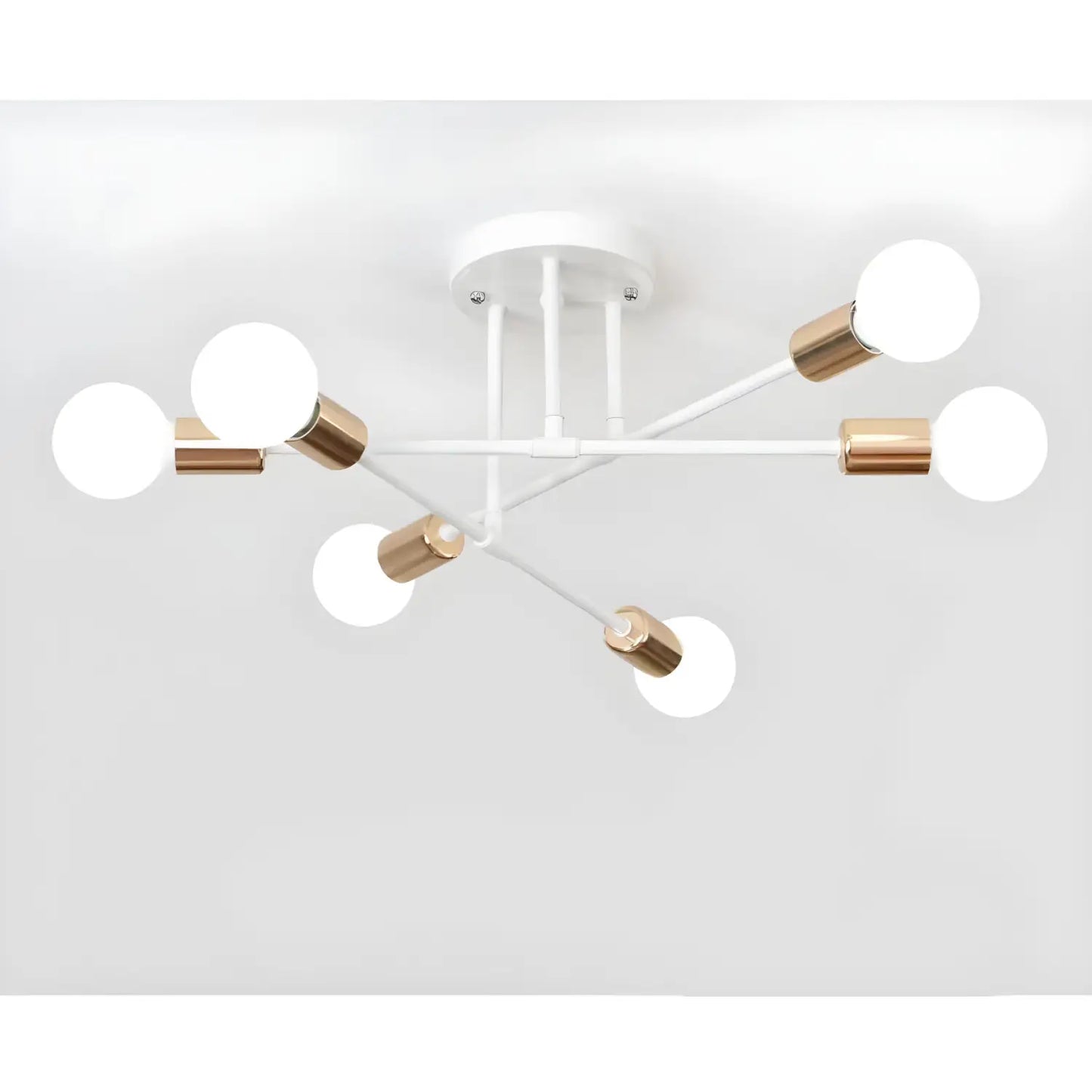 Modern 6 Head LED Chandelier with Black White and Gold Finish - White gold / Warm light with led bulb - Ceiling Light