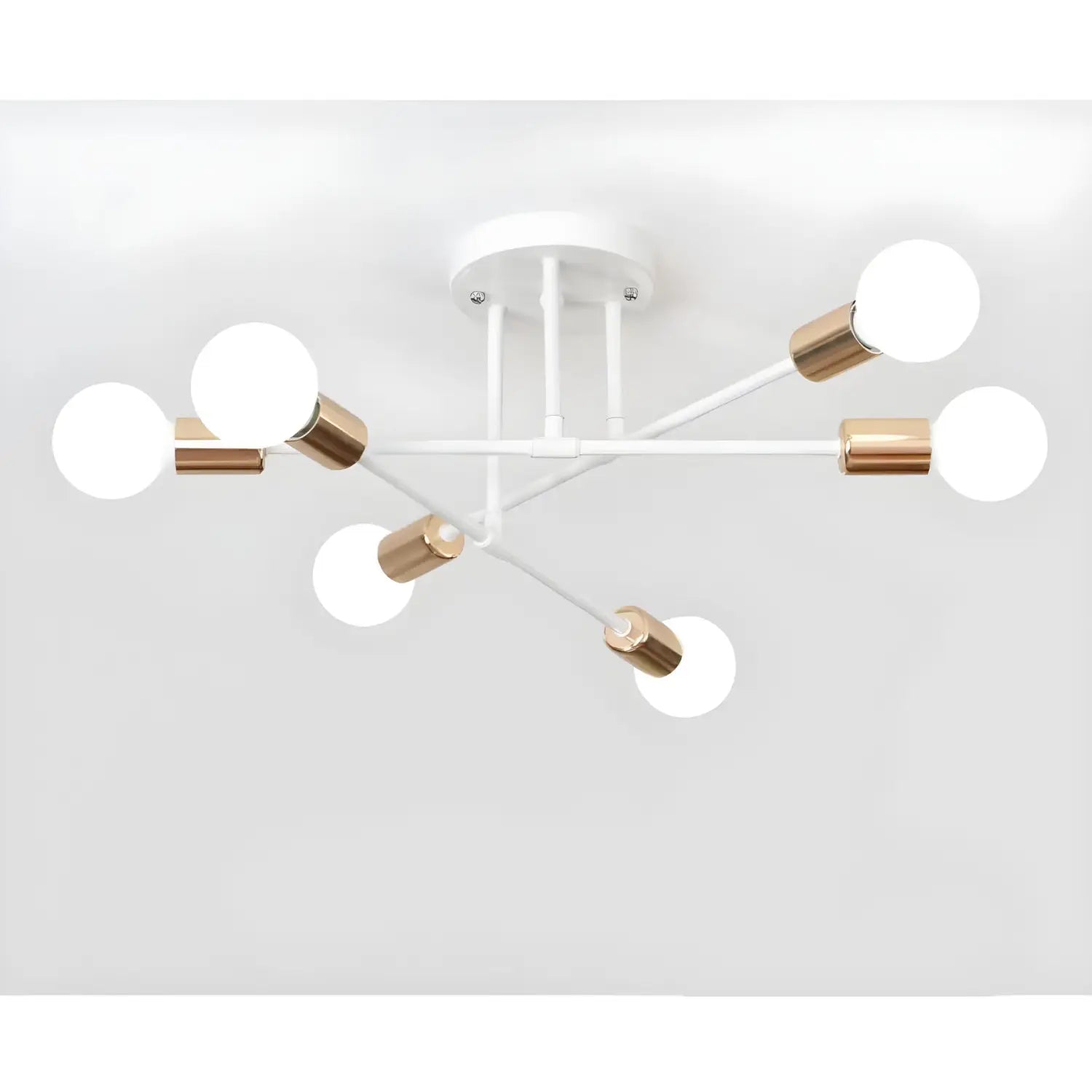 Modern 6 Head LED Chandelier with Black White and Gold Finish - White gold / Warm light with led bulb - Ceiling Light