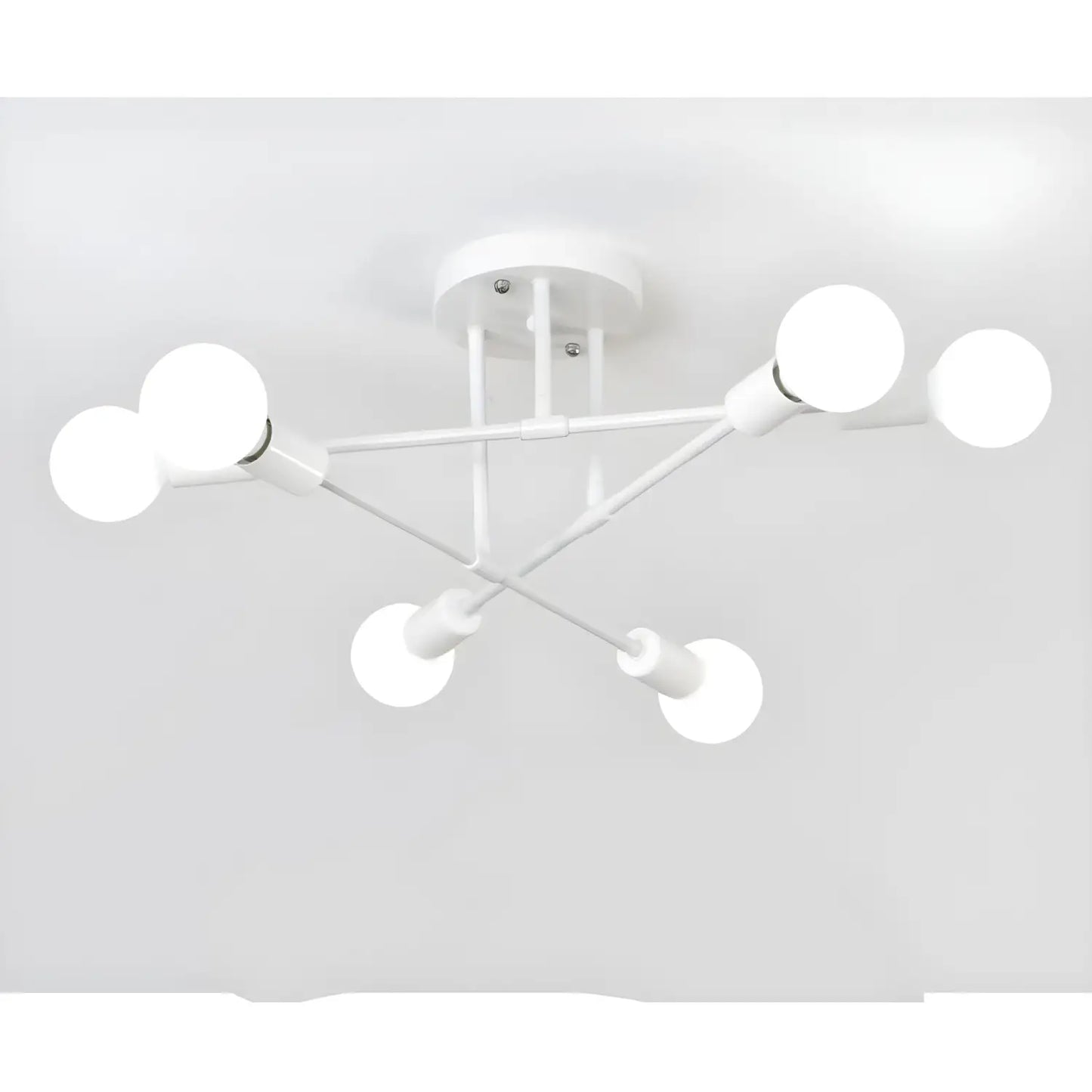 Modern 6 Head LED Chandelier with Black White and Gold Finish - White / Warm light with led bulb - Ceiling Light