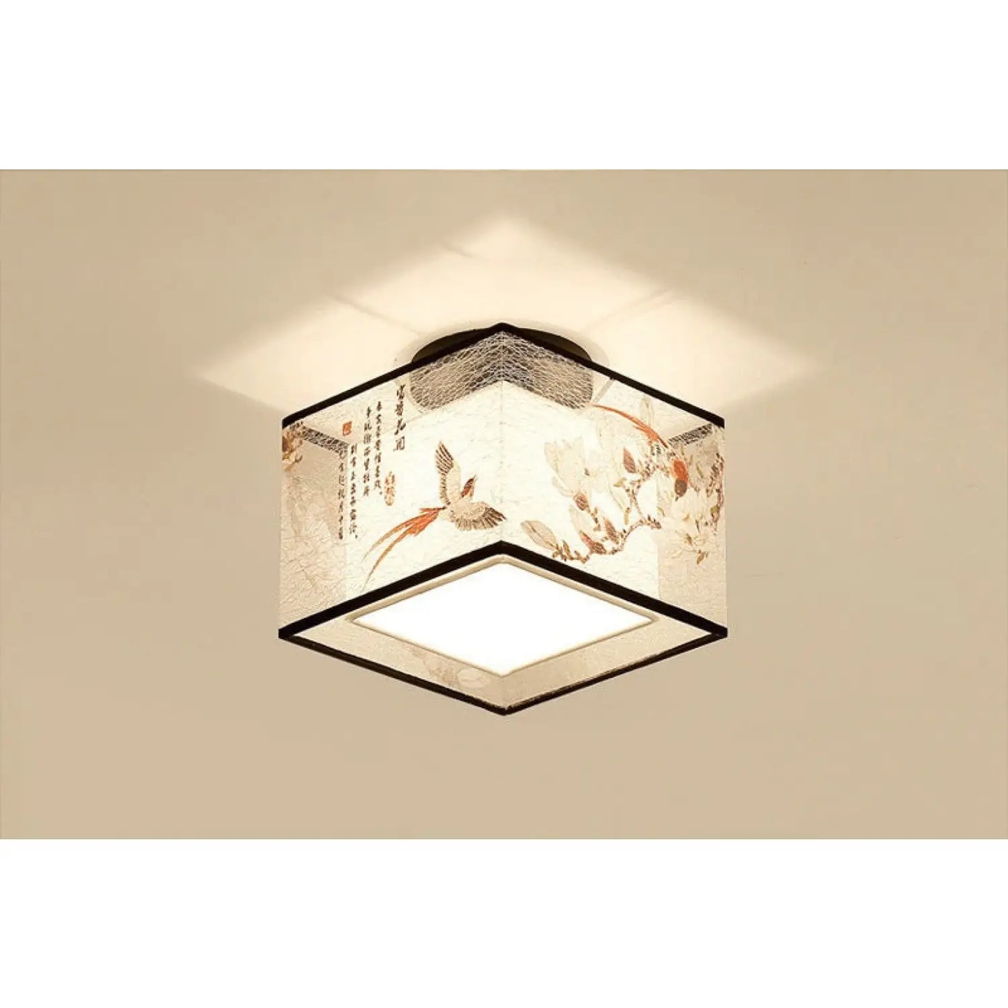 Modern Ceiling Lamp for Living Room with Soft Fabric Shade - Lark Square / LED warm light - 12V Hanging Light