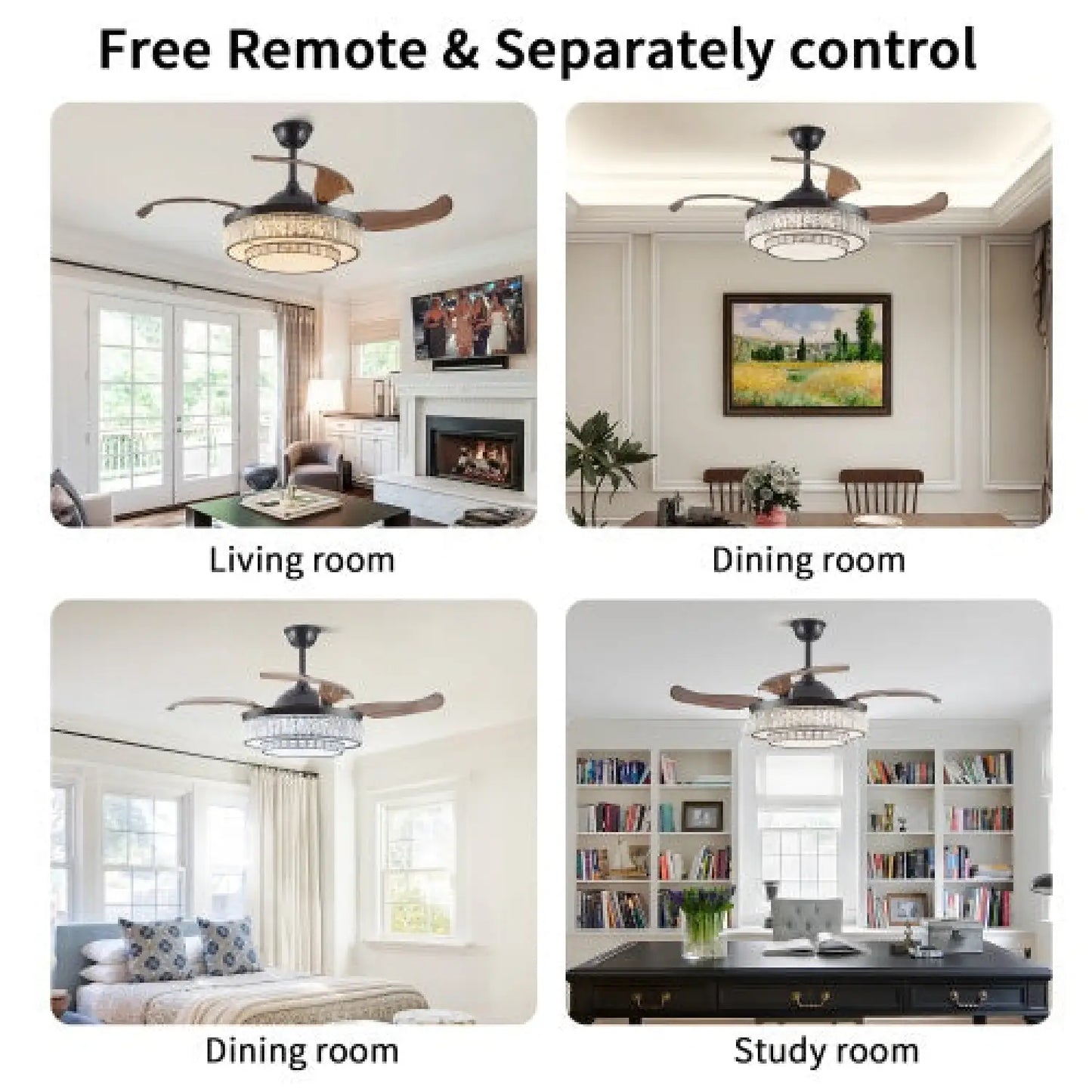 Modern LED Retractable Ceiling Fan With Light And Remote Control Unavailable Platform- Temu - Black - 12V Hanging Light