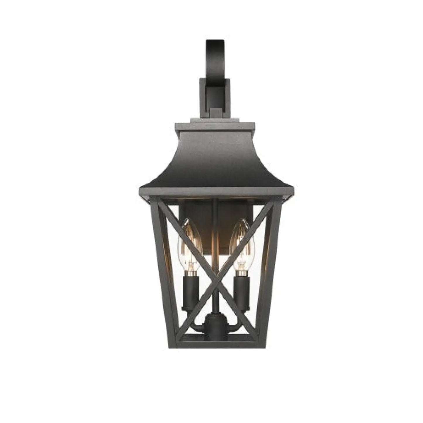 Modern Outdoor Wall Light Fixture with 2 Waterproof Glass Lights - Black - Wall Mount Fixture